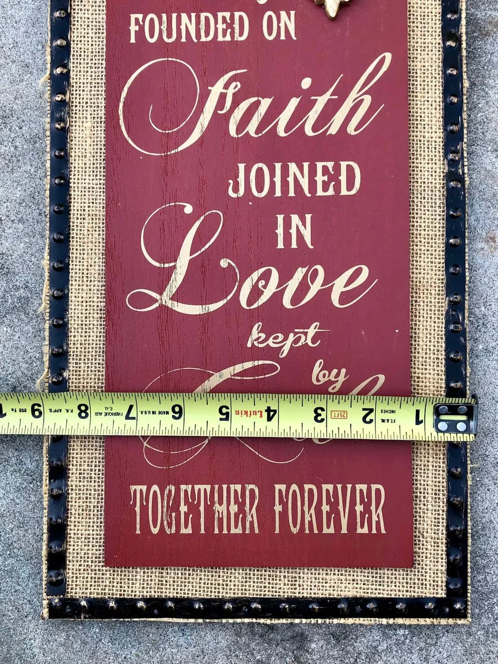 Faith & Family Wall Sign - Burgundy and Gold